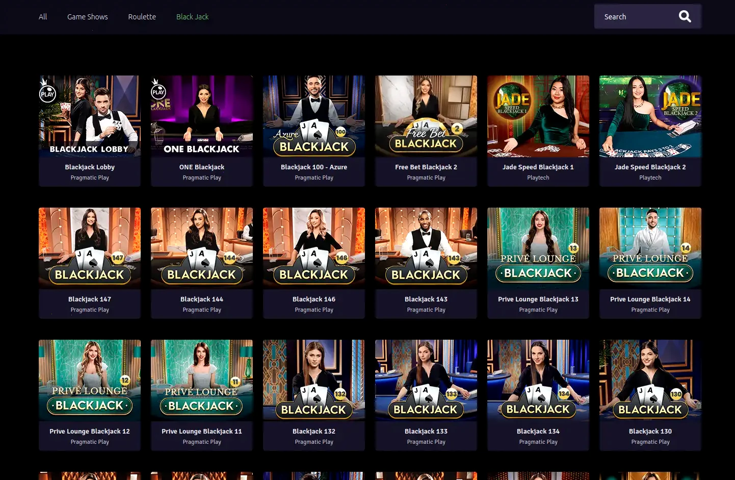 Panoramica dei giochi disponibili su Liraspin dopo il login